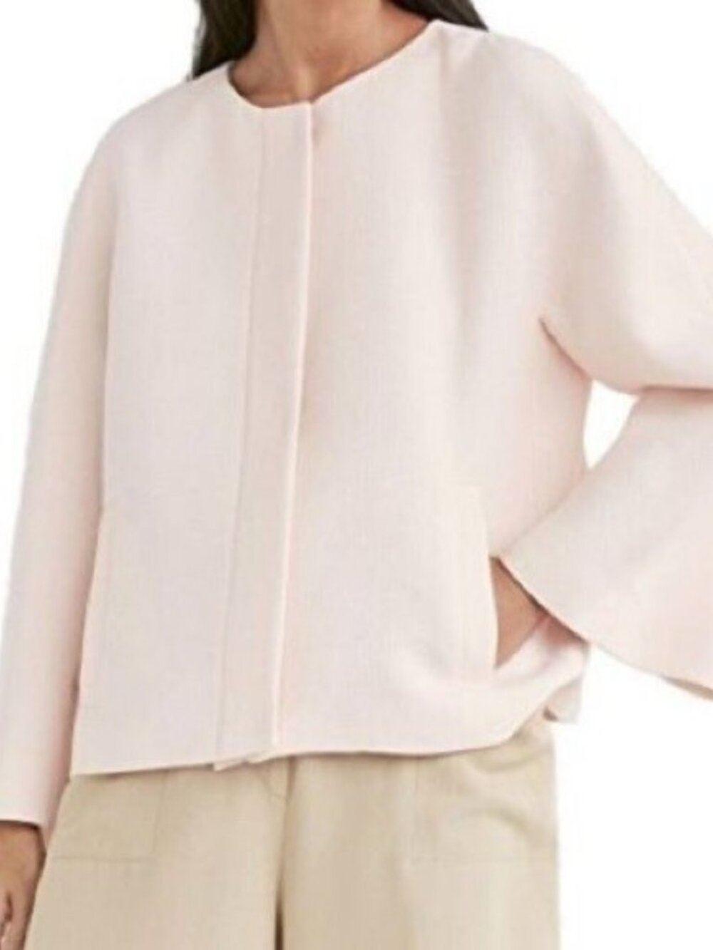 Massimo Dutti collarless jacket pastel blush pink women's size XS
